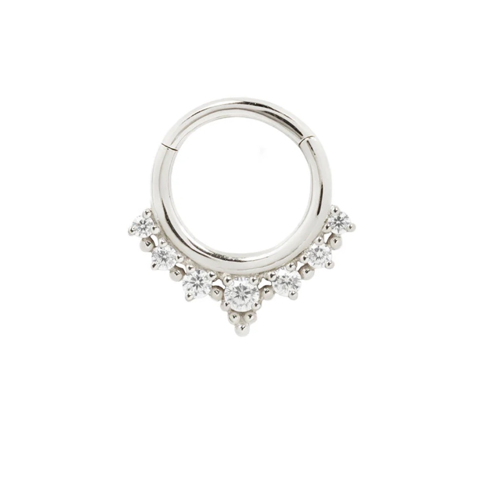 Buddha Jewelry Lala Clicker, White Gold And Cz